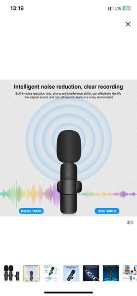 Wireless Lavalier Microphone Audio Video Recording Mini Micr