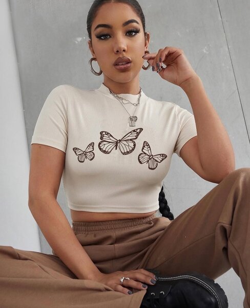 Crop Top SHEIN court en coton