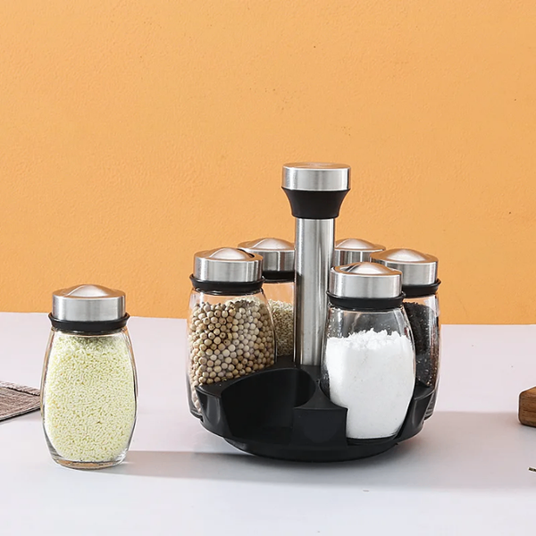 Ensemble de pots à épices rotatif