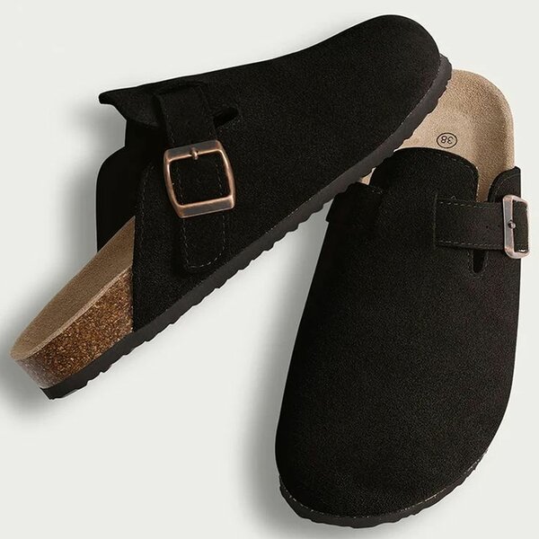 Mules en Suède Noire Confortables