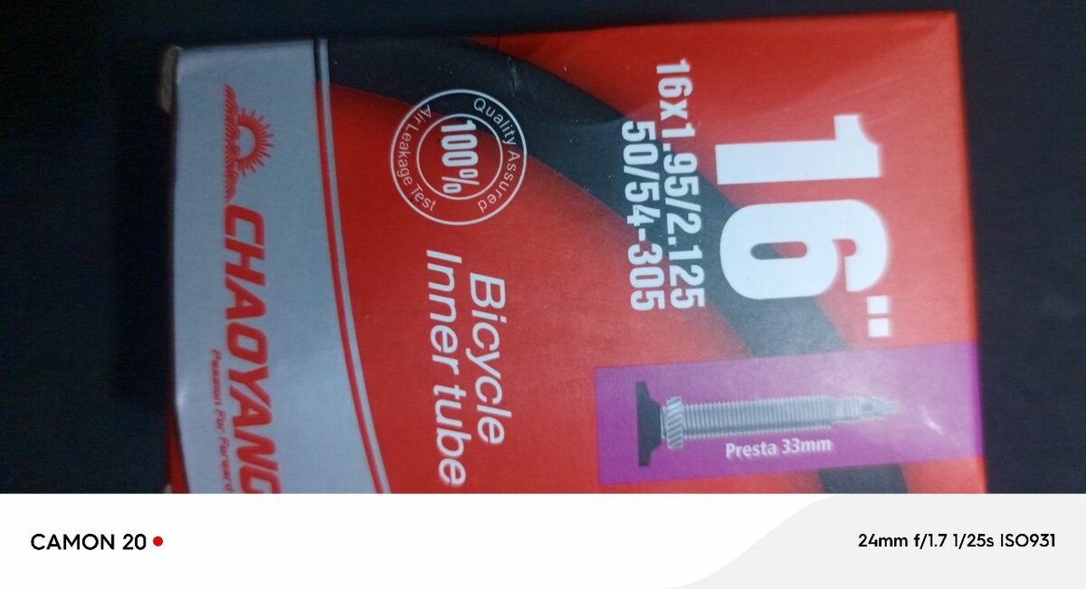 Chambre à air vélo 16" Presta