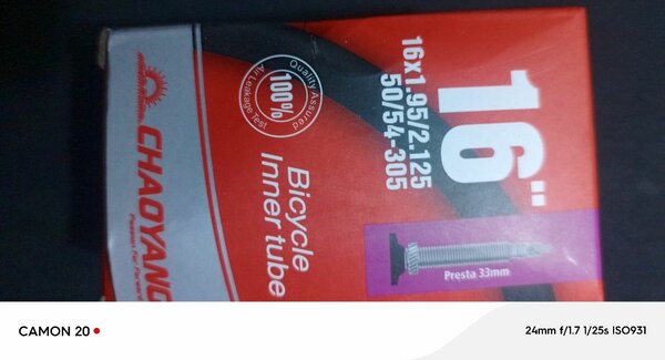 Chambre à air vélo 16" Presta