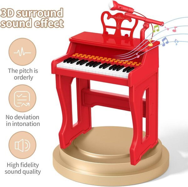 Piano Enfant 37 Touches Rouge