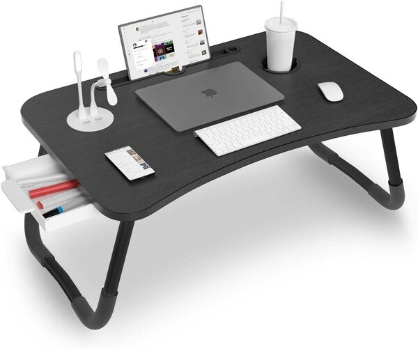 Laptop table with a cute light and fan