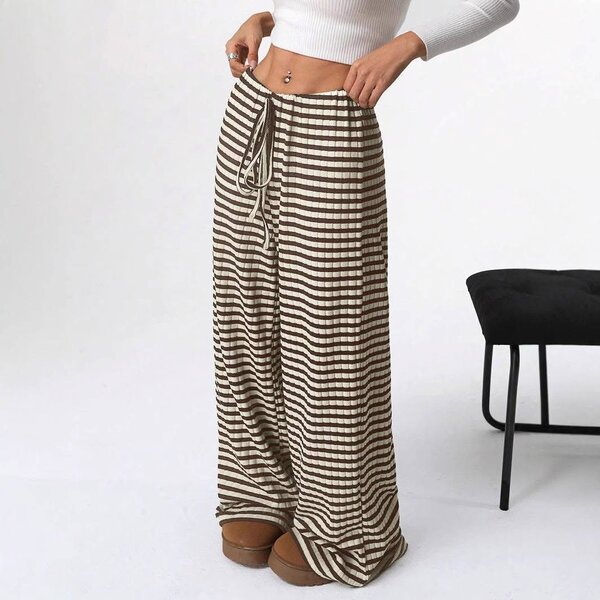 Pantalon large rayé femme