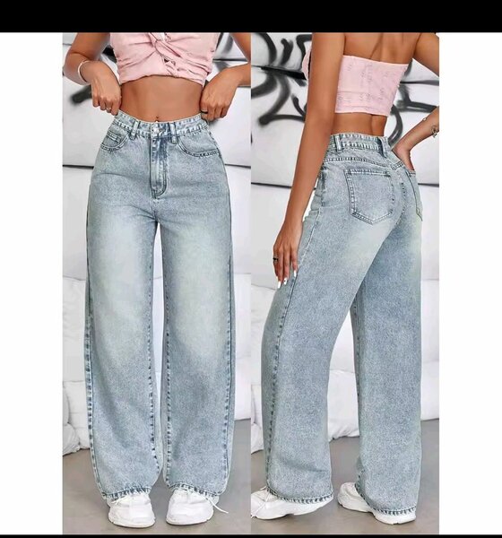 Pantalon en jean taille haute femme