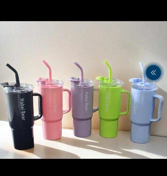 Flask with straw