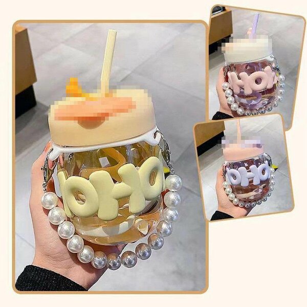 Glass cup with chain