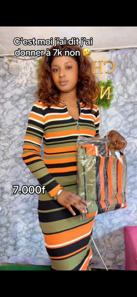 Robe longue rayée élégante