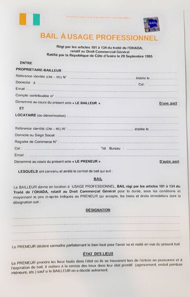 Bail à Usage Professionnel