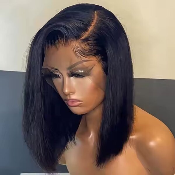 Wholesale Peruvian Bob Lace Front Human Hair Wig,Transparent
