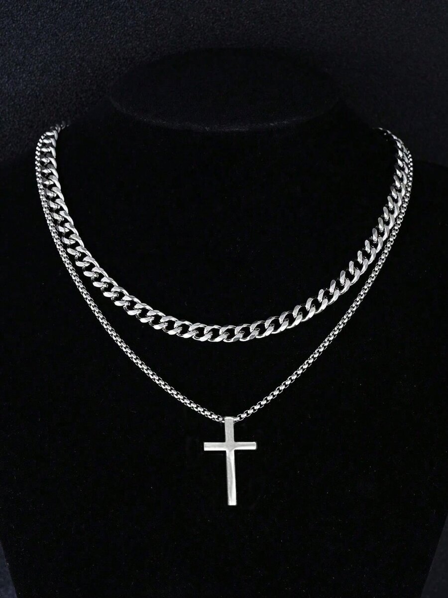 Collier en Acier Inoxydable avec Croix