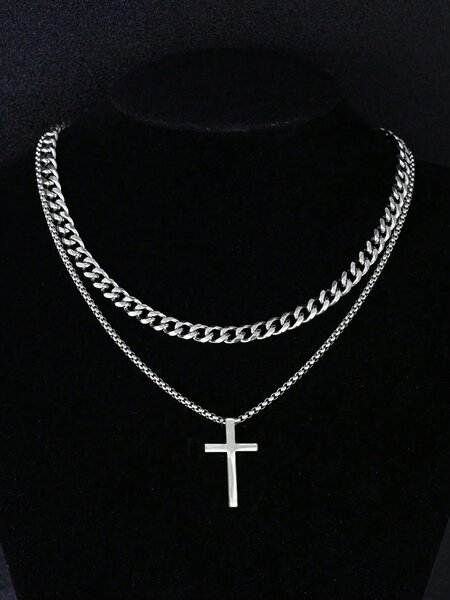 Collier en Acier Inoxydable avec Croix