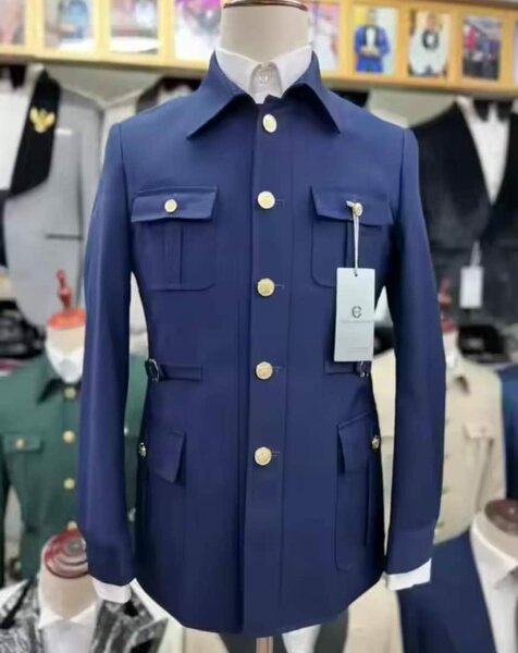 blue men's suit