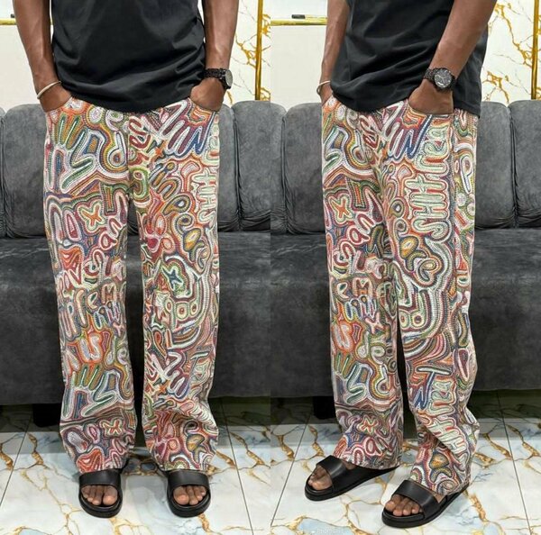Pantalon imprimé abstrait homme