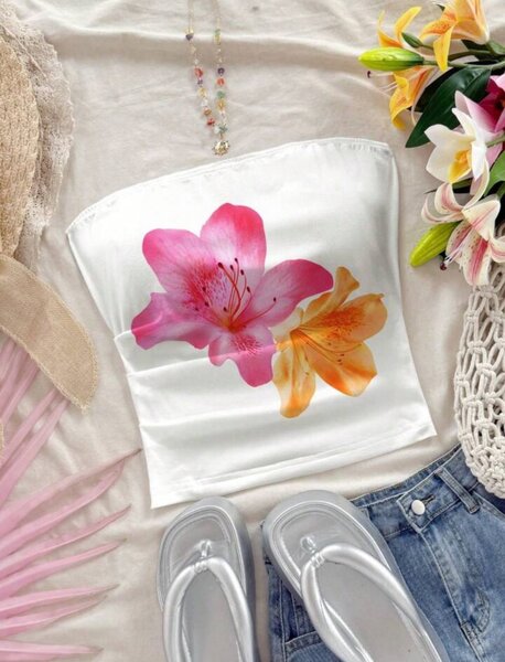 Haut tube fleuri tendance