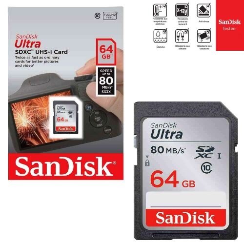 Sandisk Carte mémoire 64GB SD Ultra SDXC classe 10 - UHS-I F