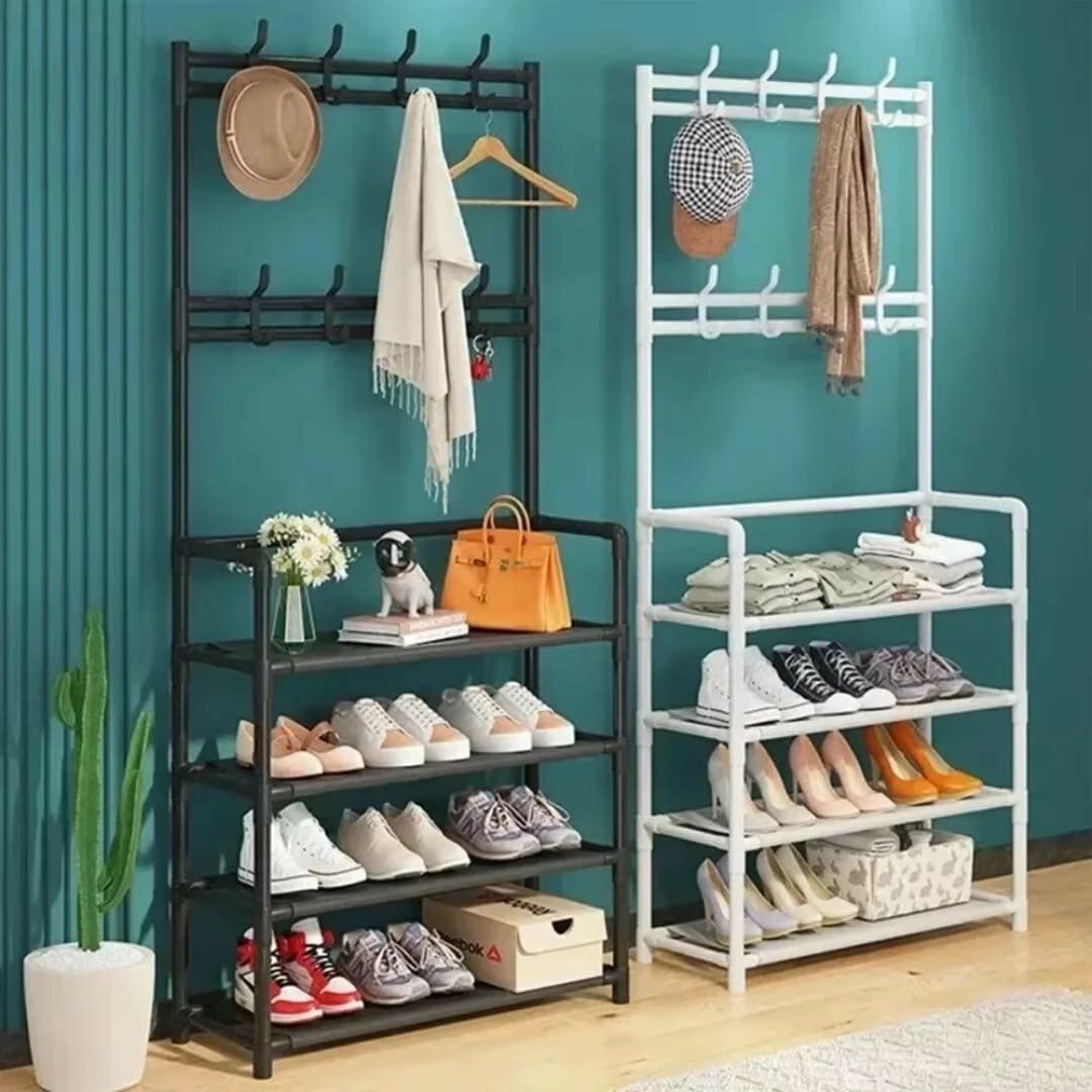 Étagère à chaussures avec porte-manteau