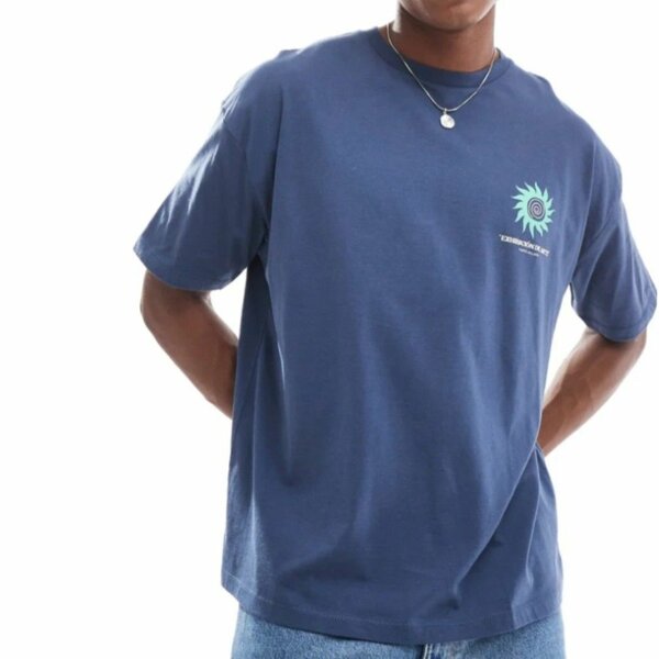 T-shirt bleu imprimé soleil