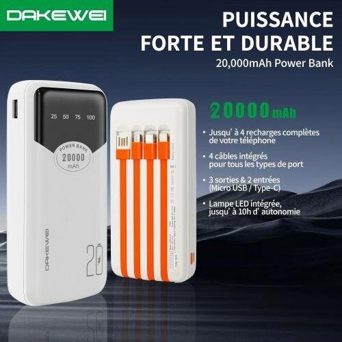 DAKEWEI Power Bank 20,000mAh