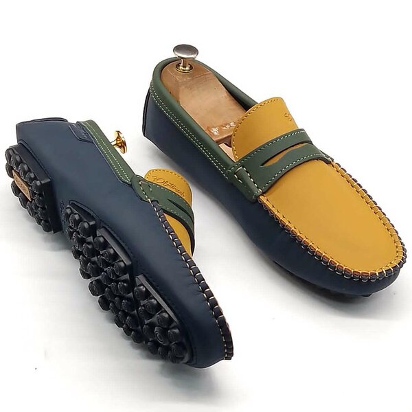 Mocassins Homme Cuir Bicolore Élégants