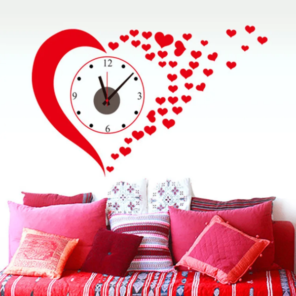 Horloge murale design en cœur