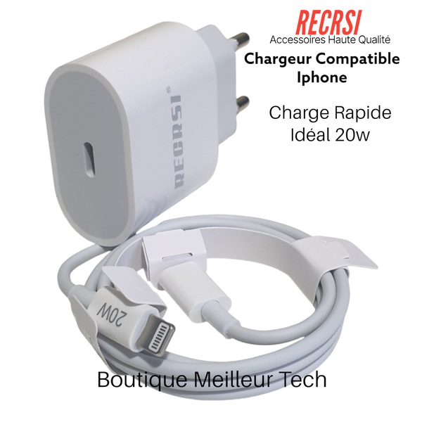 Chargeur Rapide 20w Pour Iphone - Lightning RECRSI Qualité