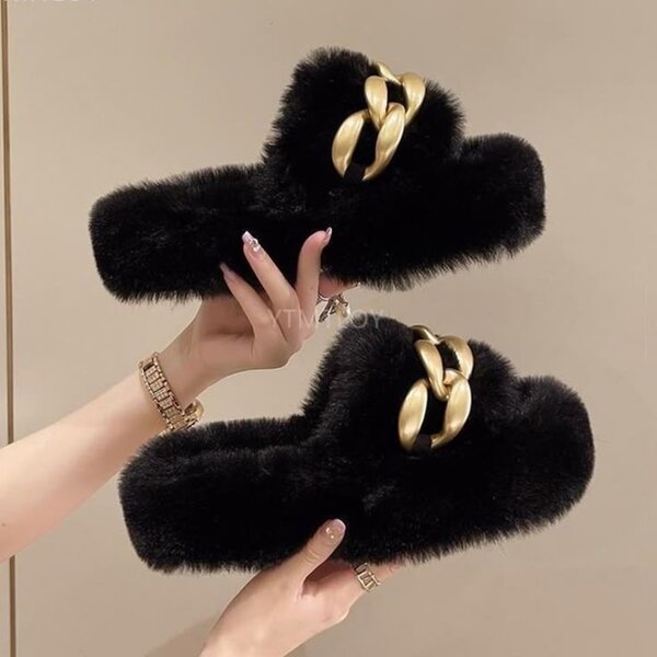 Fur sandals