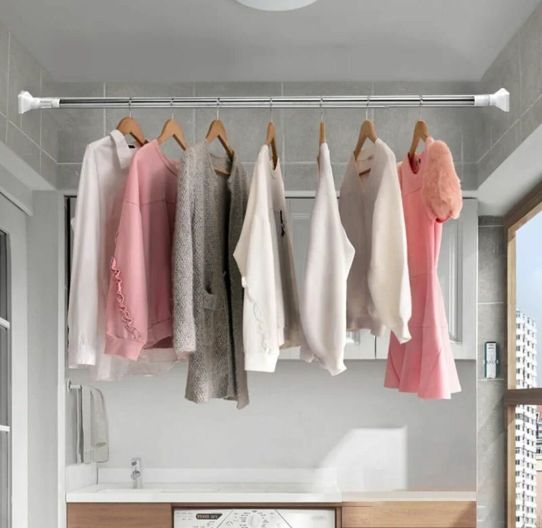 Barre inox ajustable pour rideau .fixation sans vice