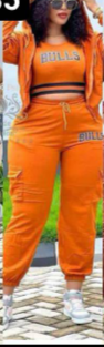 Combinaison de sport pour femmes, pantalon fuselé, haut et veste courte, orange