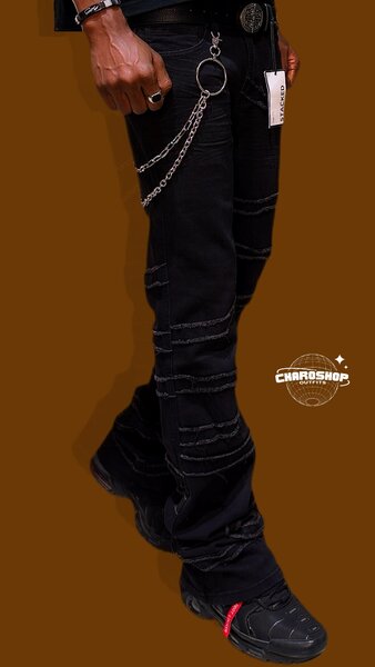 Pantalon noir à chaînes homme