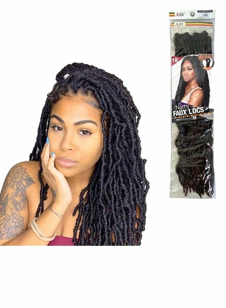 2PCS 18-INCH FAUX LOCS HAIR EXTENSIONS - BLACK
