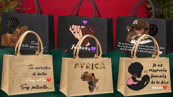 Sac cabas jute imprimé chic