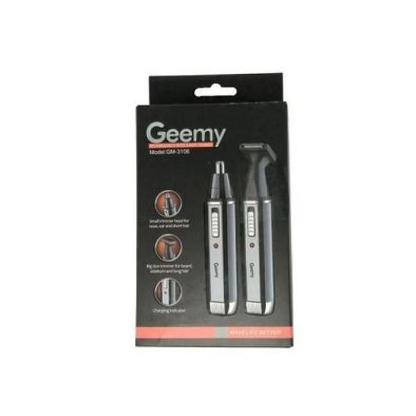 Gemei Tondeuse à Barbe Rechargeable 2 EN 1 - GM-3106 - 220-240V-50/60Hz 3W - Noir/Gris - 1 Mois