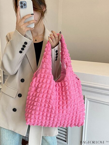 Sac cabas rose texturé