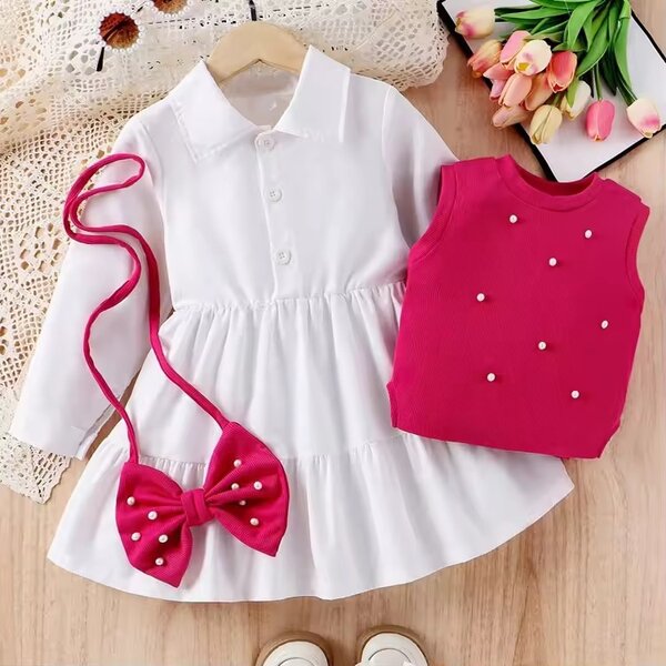 Robe fille élégante avec gilet
