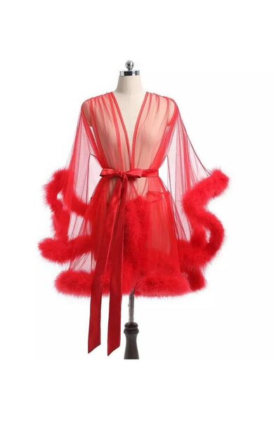Robe de chambre rouge en voile