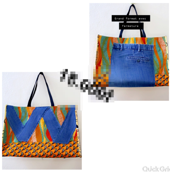 Sac shopping porté épaule avec imprimé patchwork