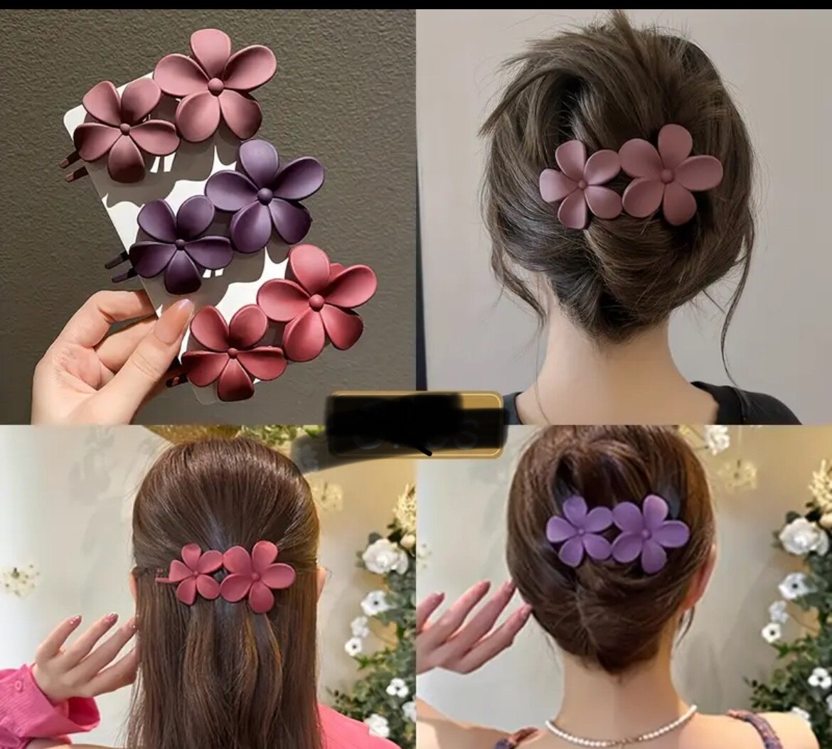 Pince à cheveux double fleur