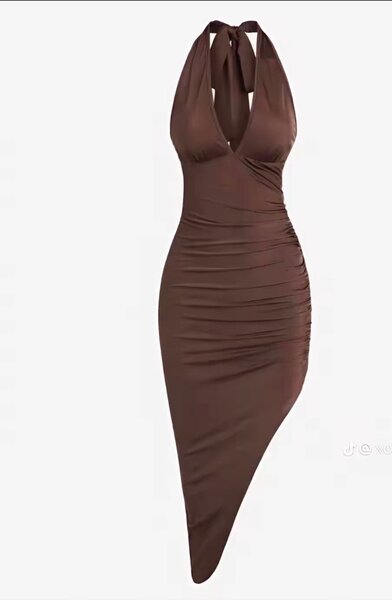 Robe moulante dos nu marron