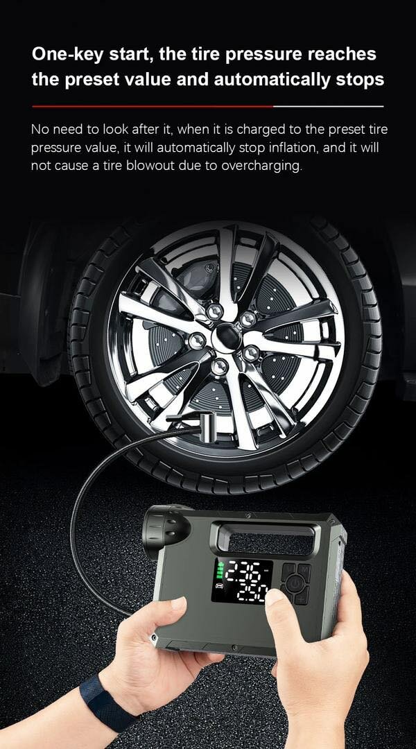 Tyre Pump with jump starter and powerbank