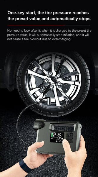 Tyre Pump with jump starter and powerbank