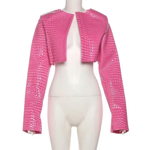 Veste courte en simili-crocodile