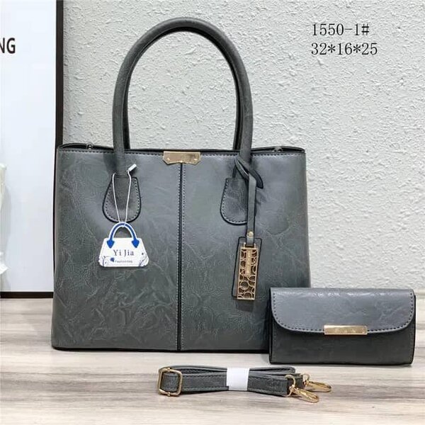 Gray bag with wallet
