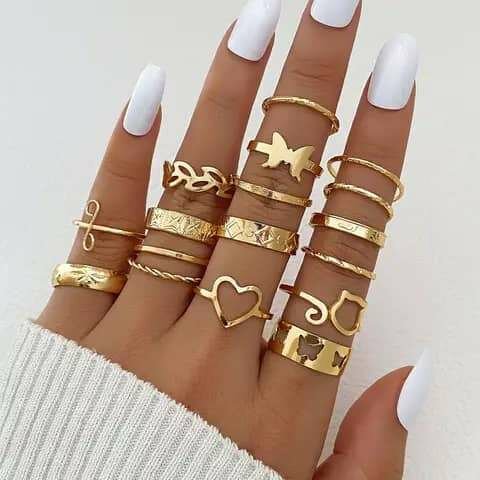 Bague Fantaisie Or Set