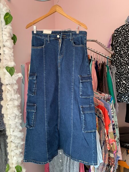 Jupe longue en jean cargo
