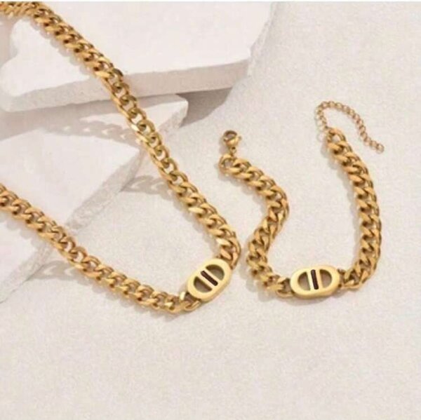 Set Collier et Bracelet Dorés