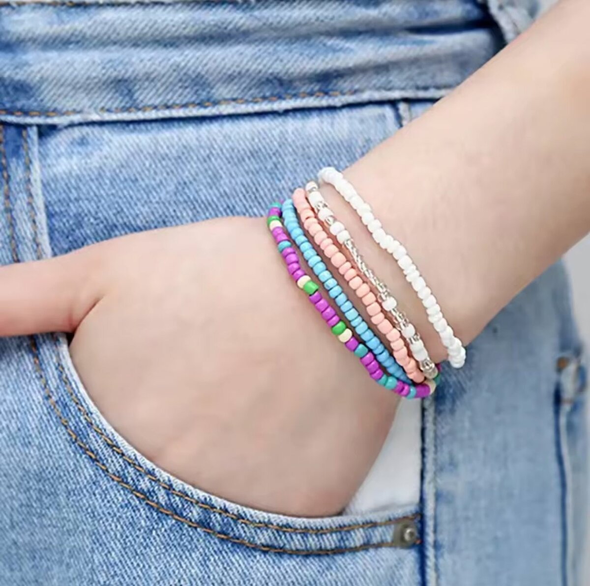 17 pièces couleur aléatoire mélange élastique perles