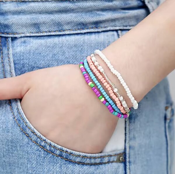 17 pièces couleur aléatoire mélange élastique perles