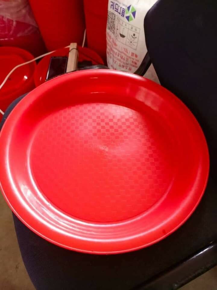 Plat en plastique rouge robuste